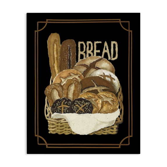 Stupell Industries Traditional Bread Basket Food & Beverage Painting Gallery Wrapped Canvas Art Print Wall Art, 24 x 30