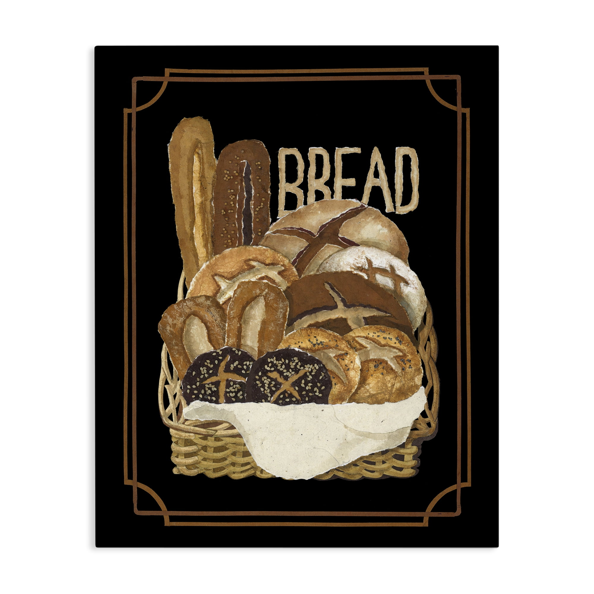 Stupell Industries Traditional Bread Basket Food & Beverage Painting Gallery Wrapped Canvas Art Print Wall Art, 30 x 40