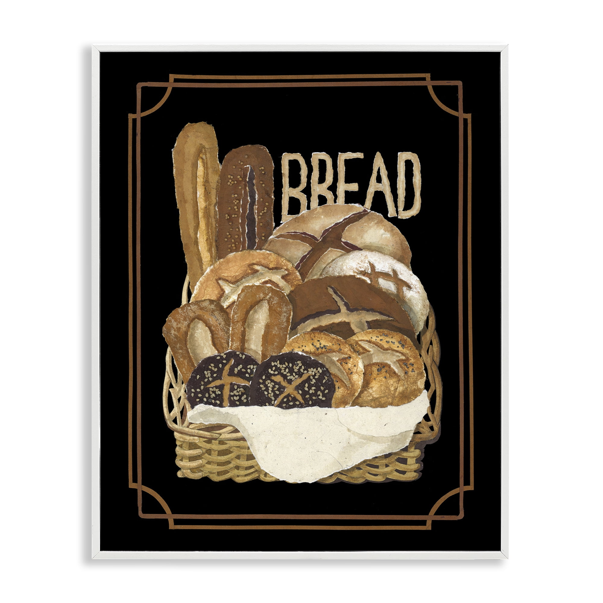 Stupell Industries Traditional Bread Basket Food & Beverage Painting White Framed Art Print Wall Art, 16 x 20