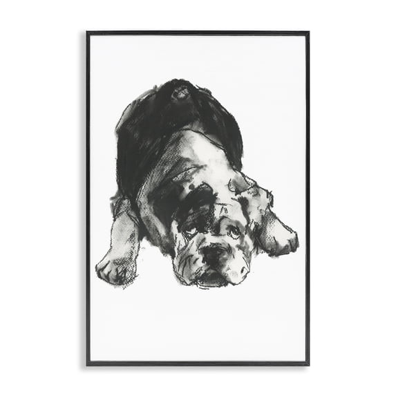 Stupell Industries Traditional Bulldog Drawing Portrait Black Framed Giclee Art, 20 x 30, by cartissi