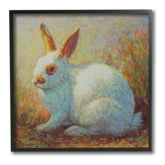 Stupell Industries Traditional Bunny in Nature Animals & Insects Painting Black Framed Art Print Wall Art, 12 x 12