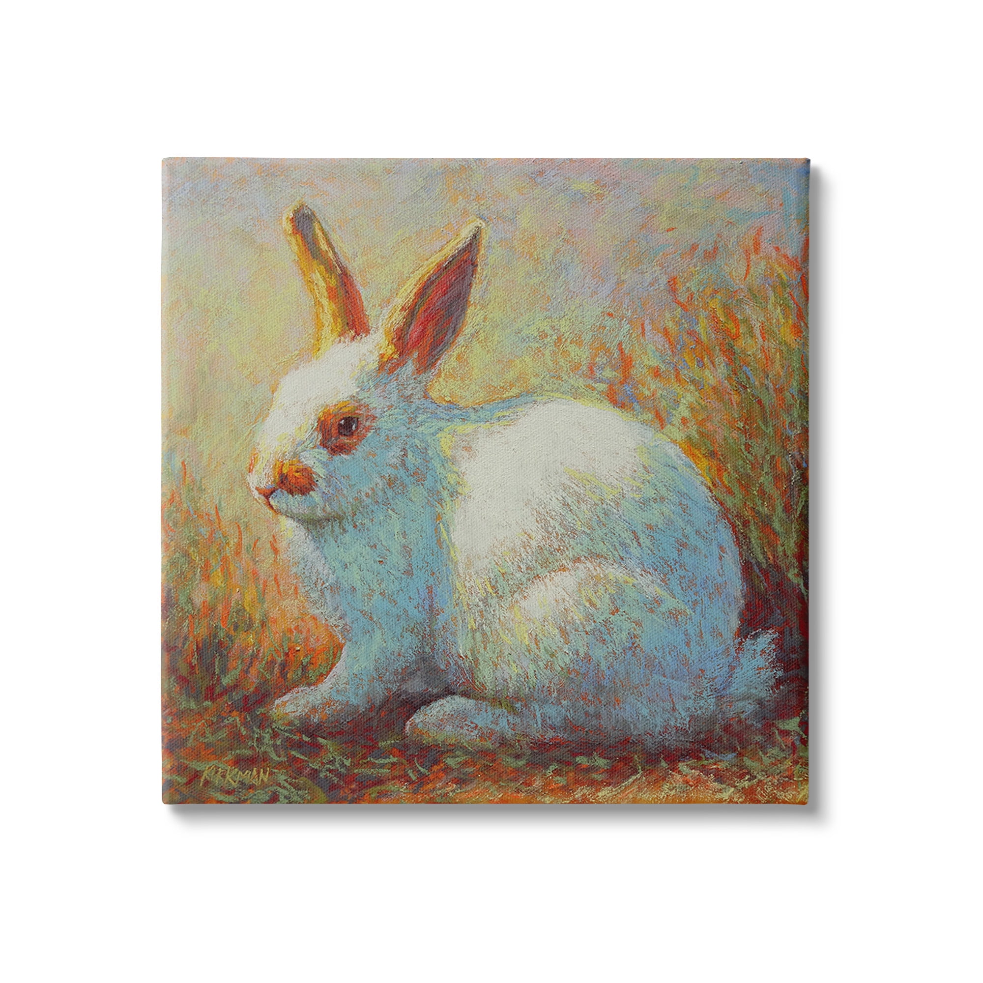 Stupell Industries Traditional Bunny in Nature Animals & Insects Painting Gallery Wrapped Canvas Art Print Wall Art, 17 x 17