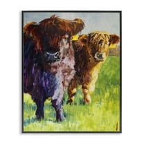 Stupell Industries Traditional Cattles Painting Animals Painting Black Framed Art Print Wall Art, 11 x 14