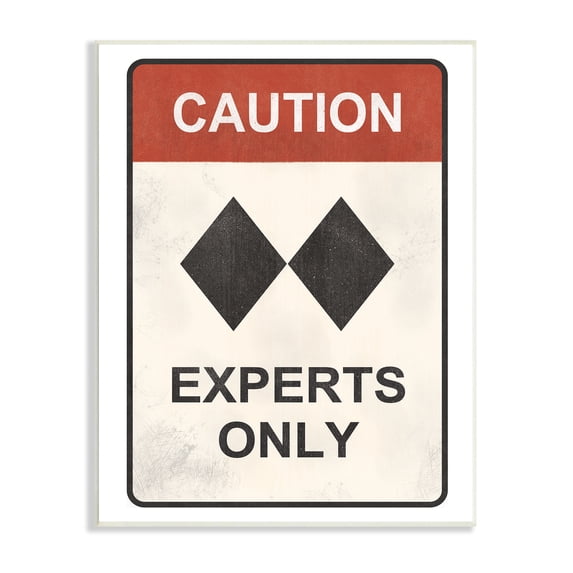 Stupell Industries Traditional Caution Sign Double Black Diamond Ski Symbol, 10 x 15, Design by JJ Design House LLC
