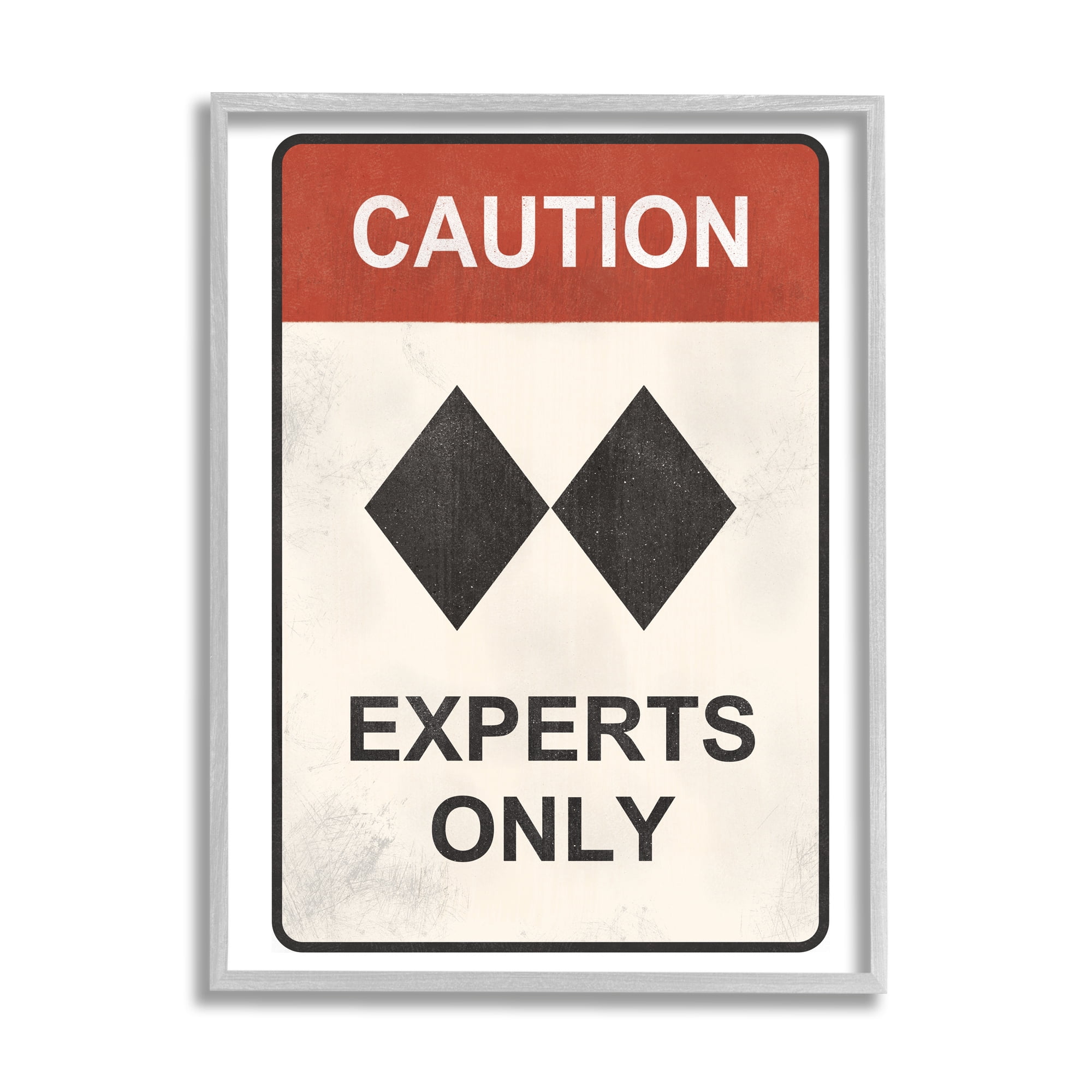 Stupell Industries Traditional Caution Sign Double Black Diamond Ski Symbol, 11 x 14, Design by JJ Design House LLC