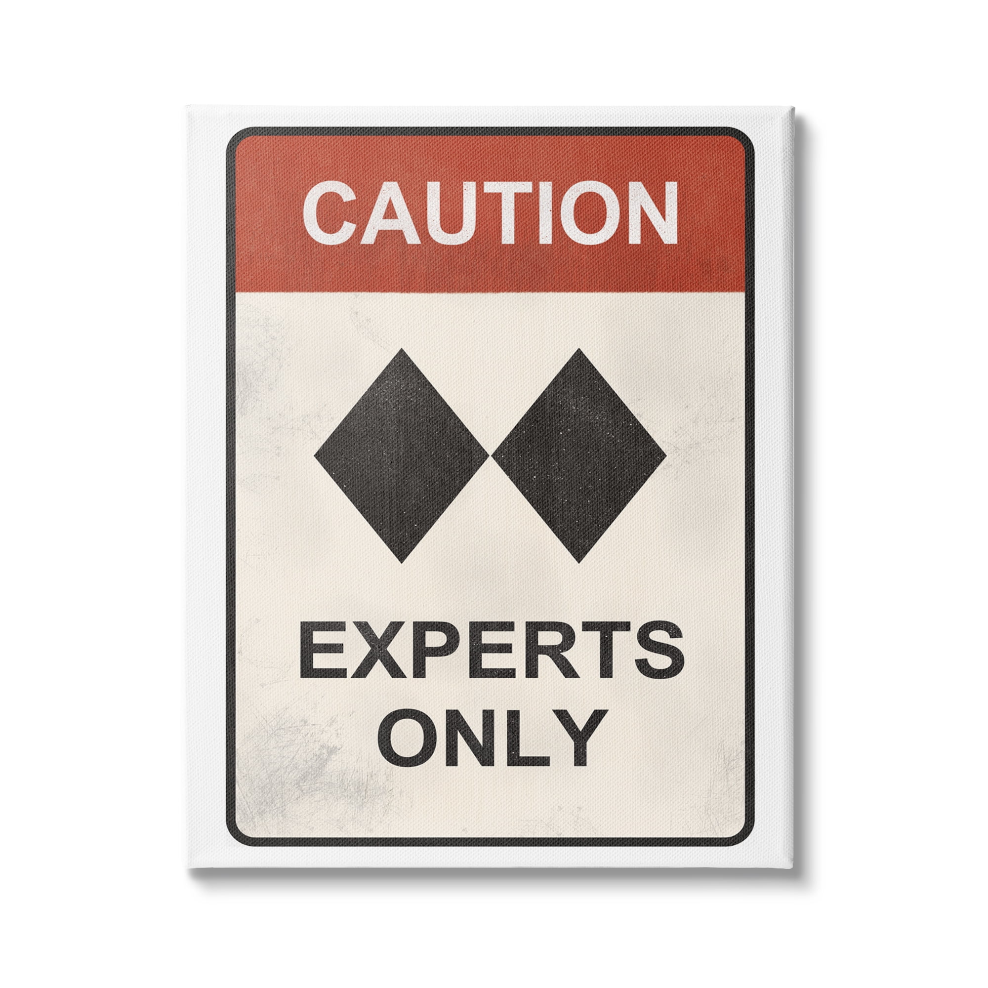 Stupell Industries Traditional Caution Sign Double Black Diamond Ski Symbol, 16 x 20, Design by JJ Design House LLC