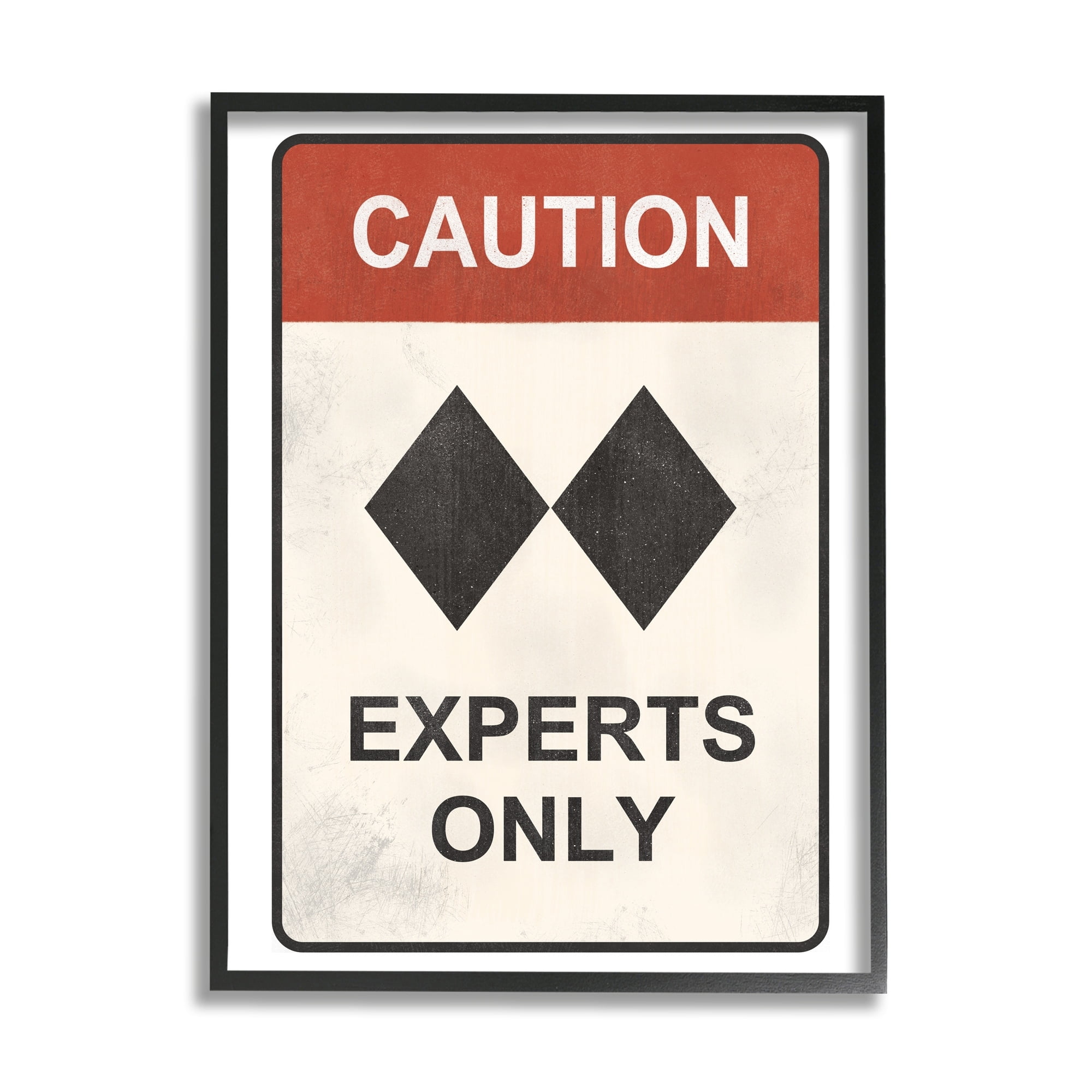 Stupell Industries Traditional Caution Sign Double Black Diamond Ski Symbol, 16 x 20, Design by JJ Design House LLC