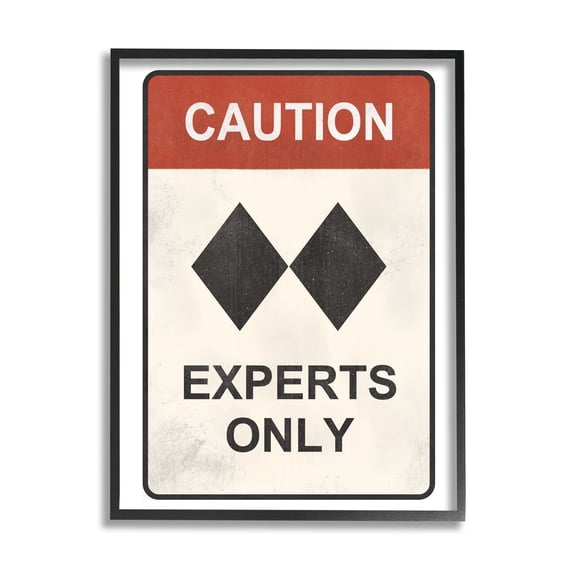 Stupell Industries Traditional Caution Sign Double Black Diamond Ski Symbol, 16 x 20, Design by JJ Design House LLC