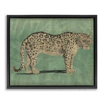 Stupell Industries Traditional Cheetah on Green Animals & Insects Painting Black Floater Framed Canvas Art Print Wall Art, 21 x 17