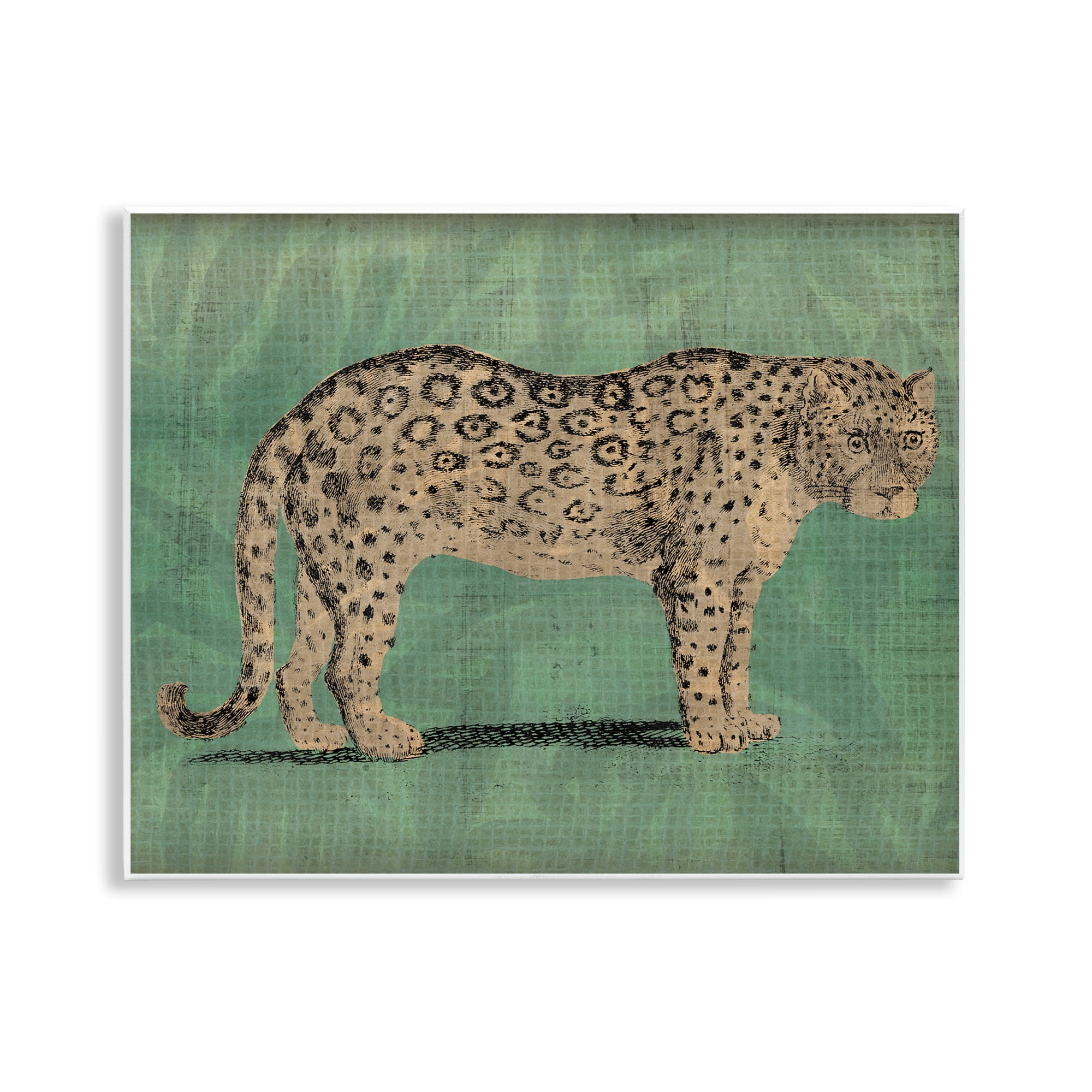 Traditional Cheetah on Green MDF Wood Wall Plaque Art