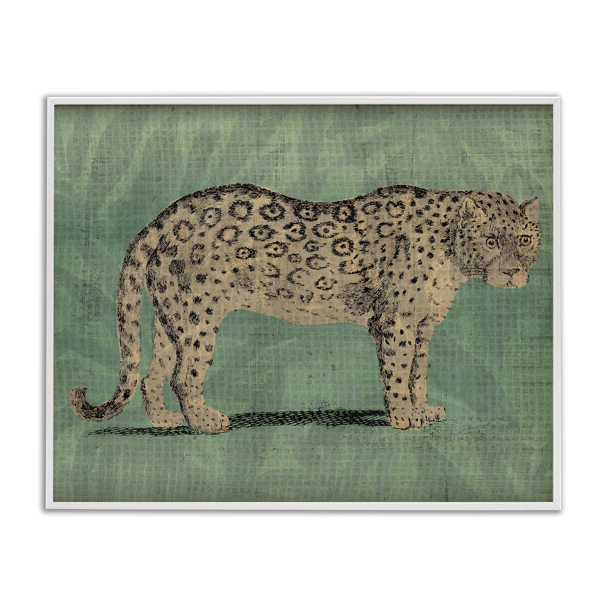 Stupell Industries Traditional Cheetah on Green Animals & Insects Painting White Framed Art Print Wall Art, 14 x 11