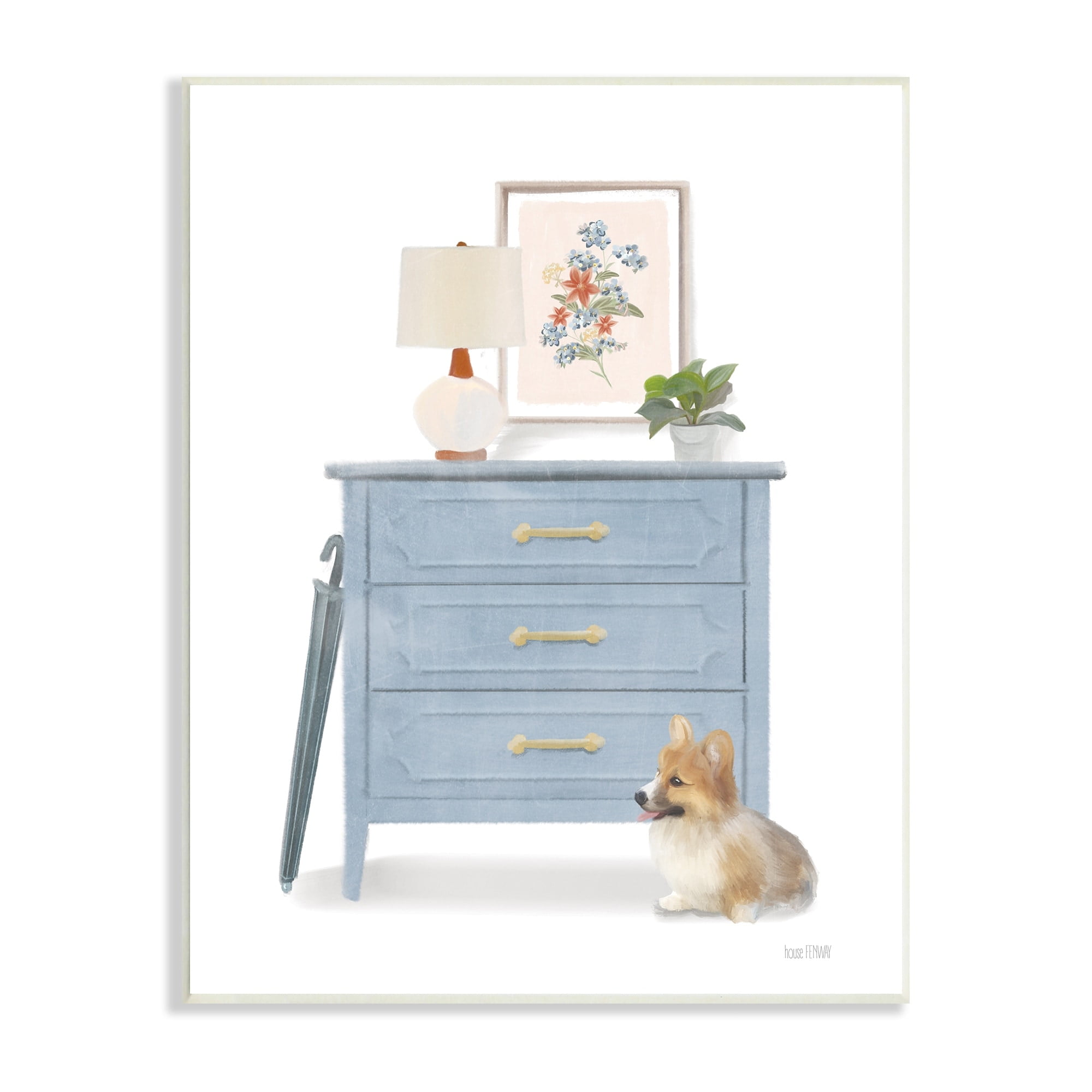 Stupell Industries Traditional Chic Wardrobe Still Life Pet Corgi Dog,13 x 19, Design by House Fenway