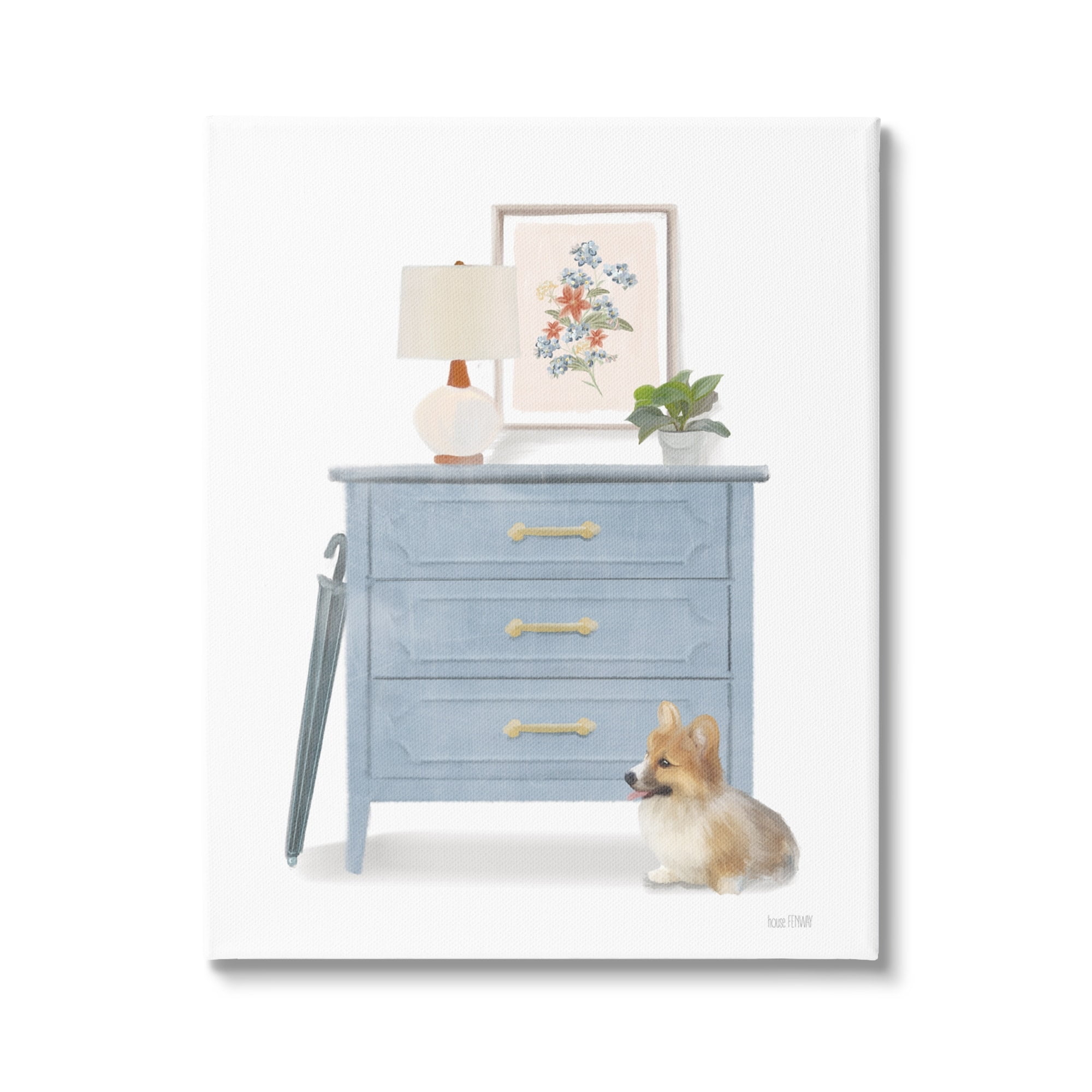 Stupell Industries Traditional Chic Wardrobe Still Life Pet Corgi Dog,36 x 48, Design by House Fenway