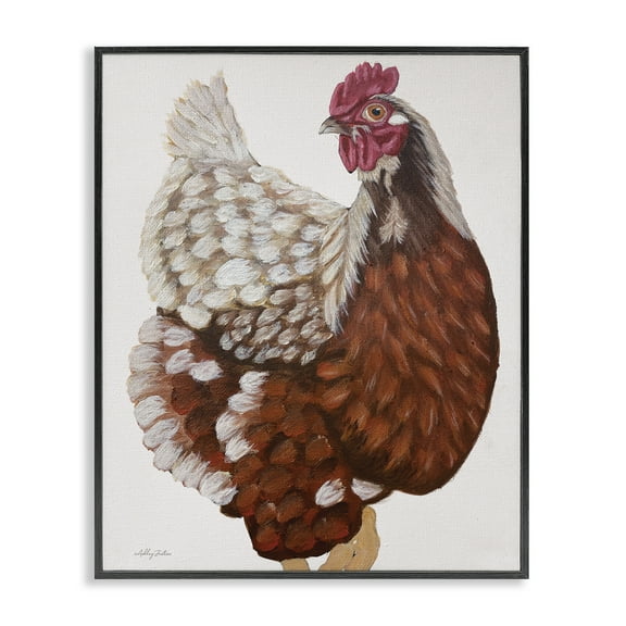 Stupell Industries Traditional Chicken Portrait Animals & Insects Painting Black Framed Art Print Wall Art, 11 x 14