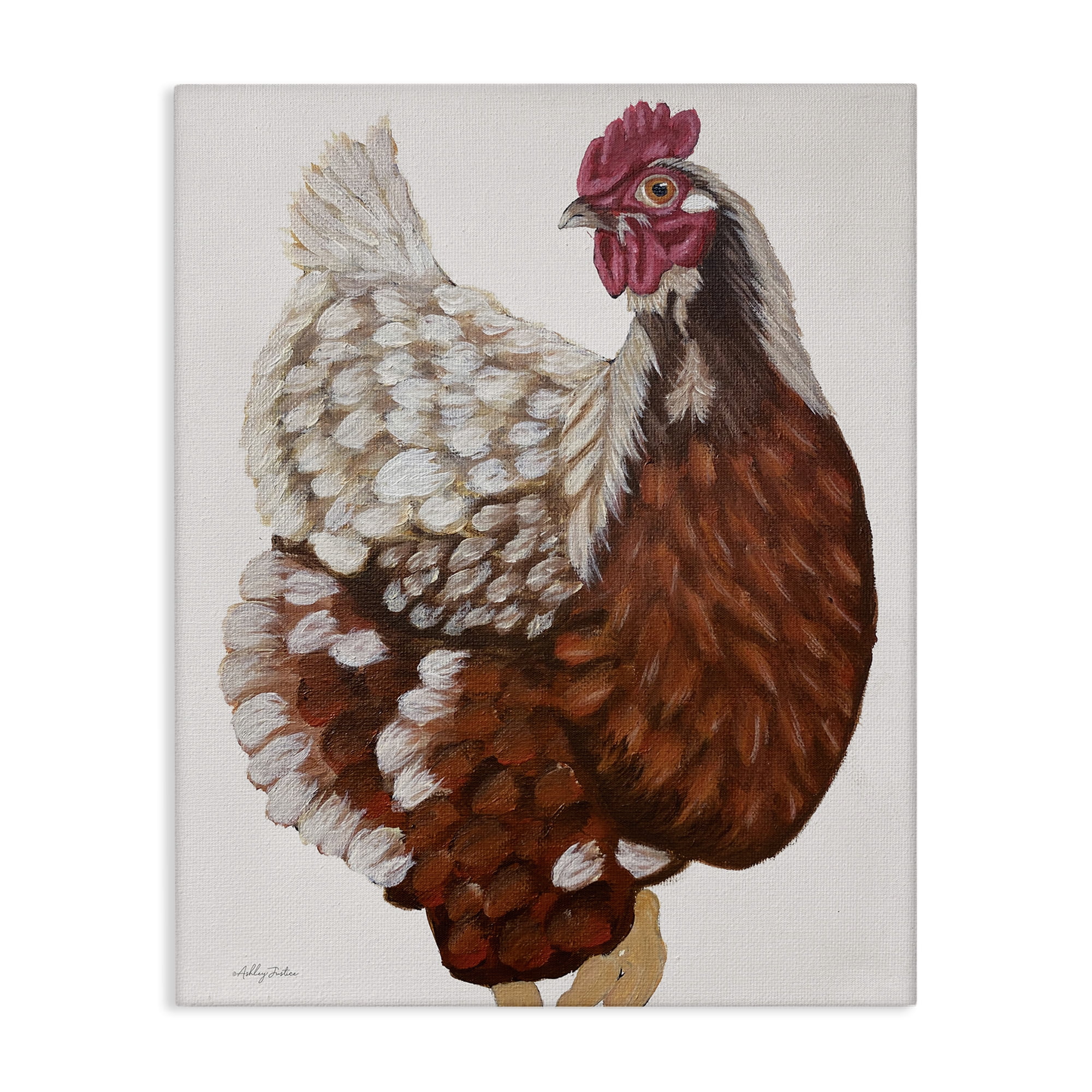 Stupell Industries Traditional Chicken Portrait Animals & Insects Painting Gallery Wrapped Canvas Art Print Wall Art, 36 x 48