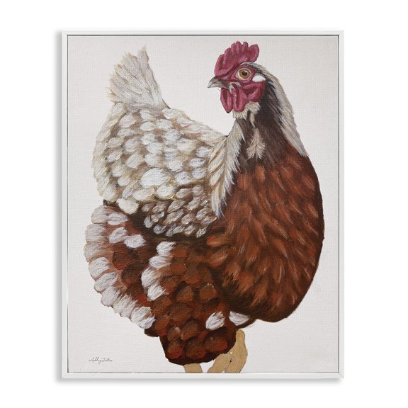 Stupell Industries Traditional Chicken Portrait Animals & Insects Painting White Framed Art Print Wall Art, 11 x 14