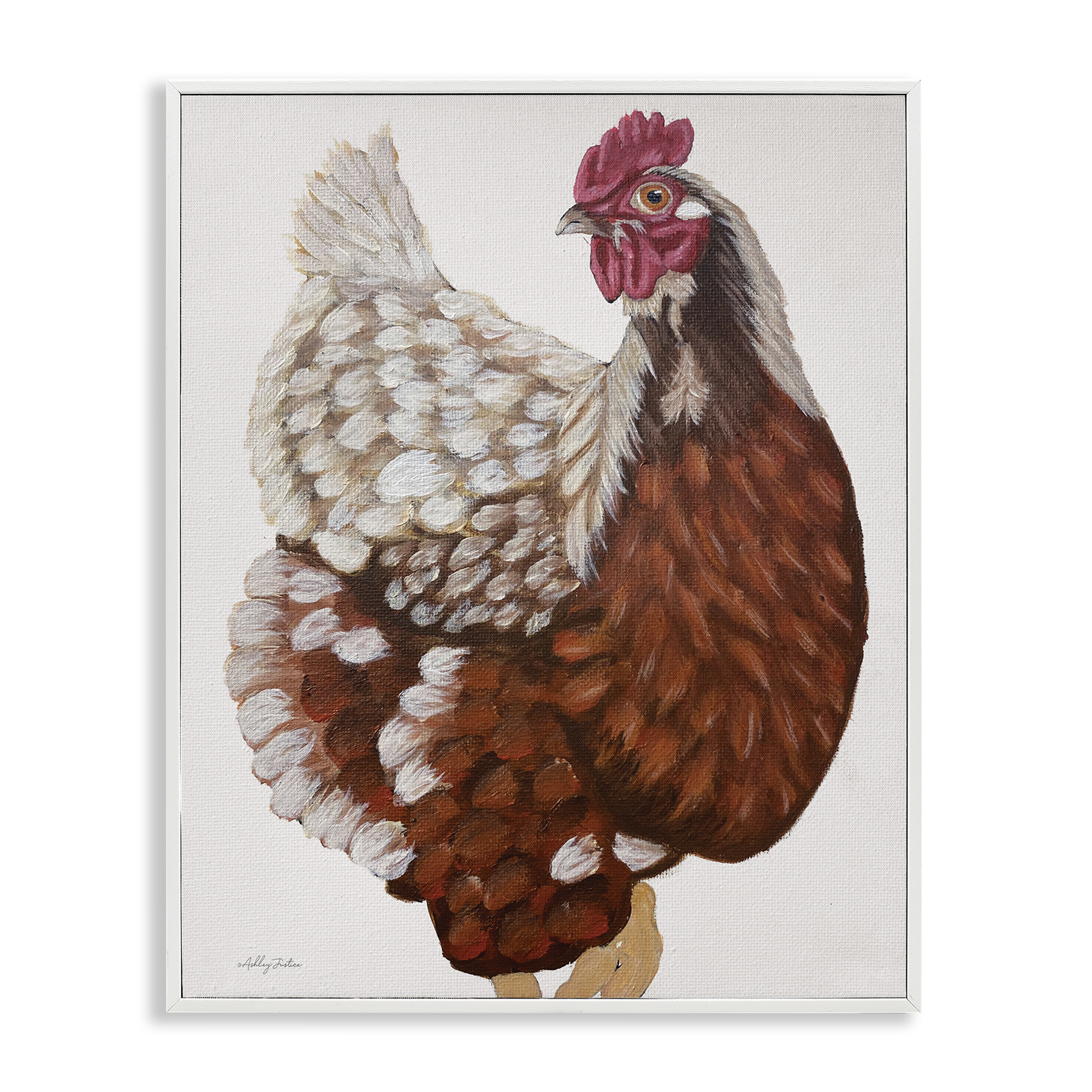 Stupell Industries Traditional Chicken Portrait Animals & Insects Painting White Framed Art Print Wall Art, 24 x 30