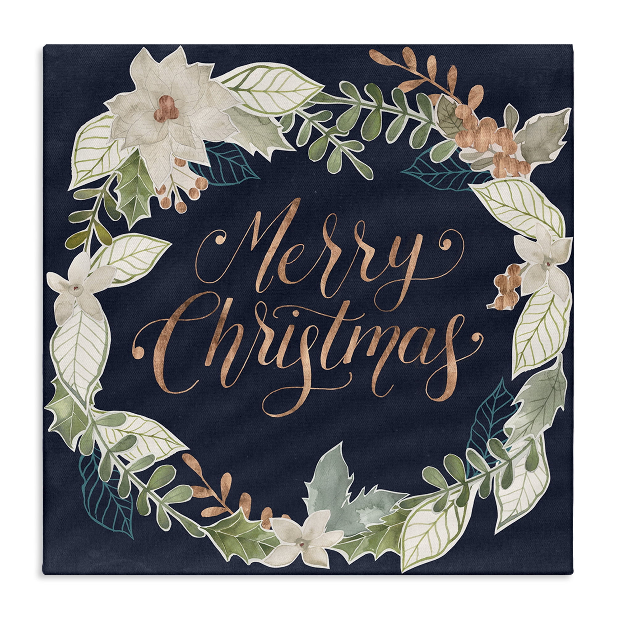 Stupell Industries Traditional Christmas Wreath Holiday Painting Gallery Wrapped Canvas Art Print Wall Art, 24 x 24