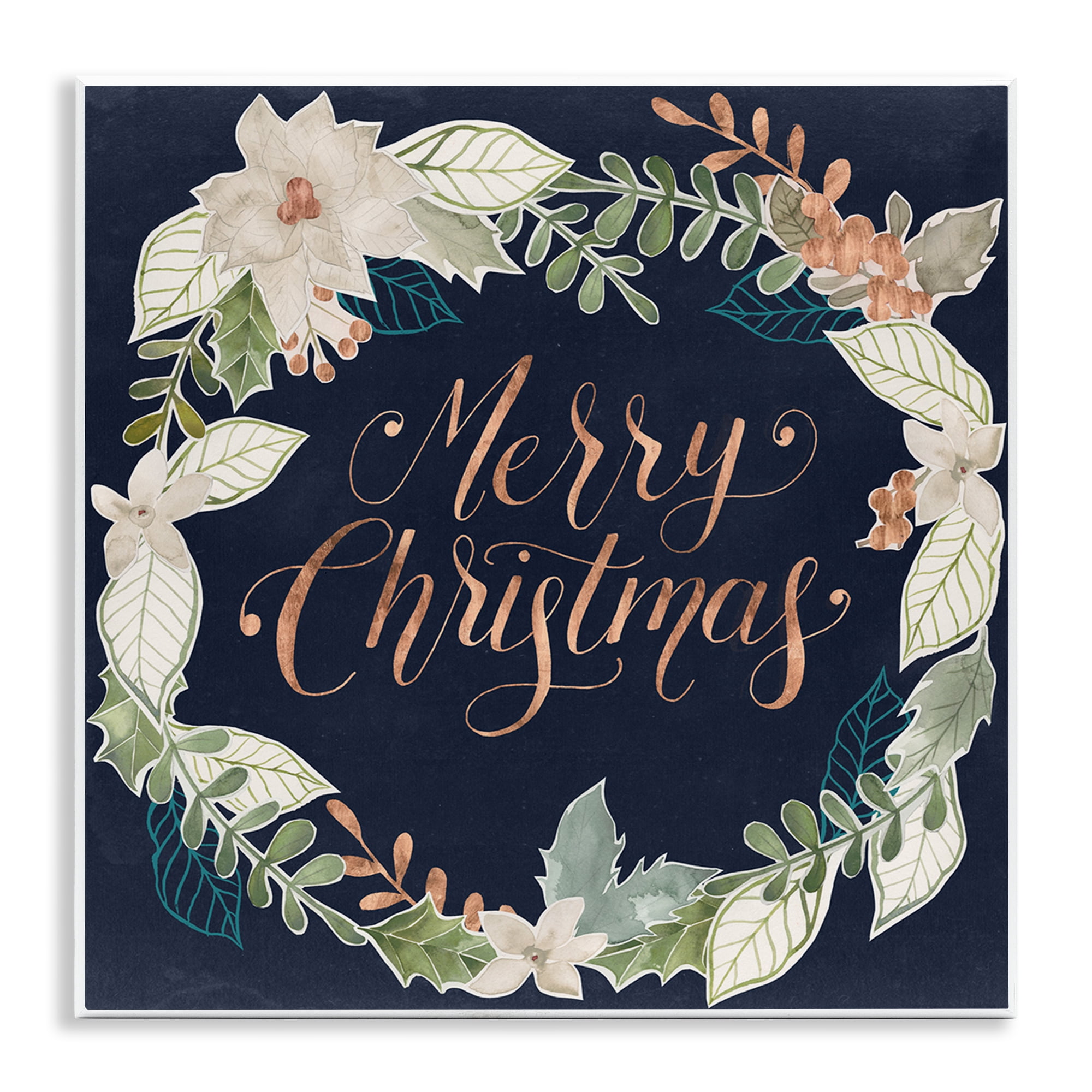 Stupell Industries Traditional Christmas Wreath Holiday Painting Unframed Art Print Wall Art, 12 x 12