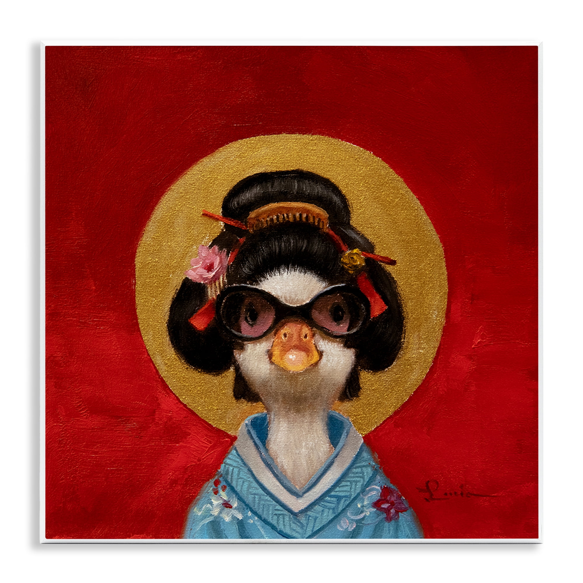 Stupell Industries Traditional Clothing Duck Animals Painting Unframed Art Print Wall Art, 12 x 12