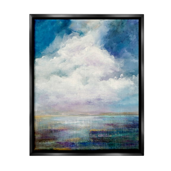Stupell Industries Traditional Clouds Landscape Landscape Painting Black Floater Framed Canvas Art Print Wall Art, 17 x 21