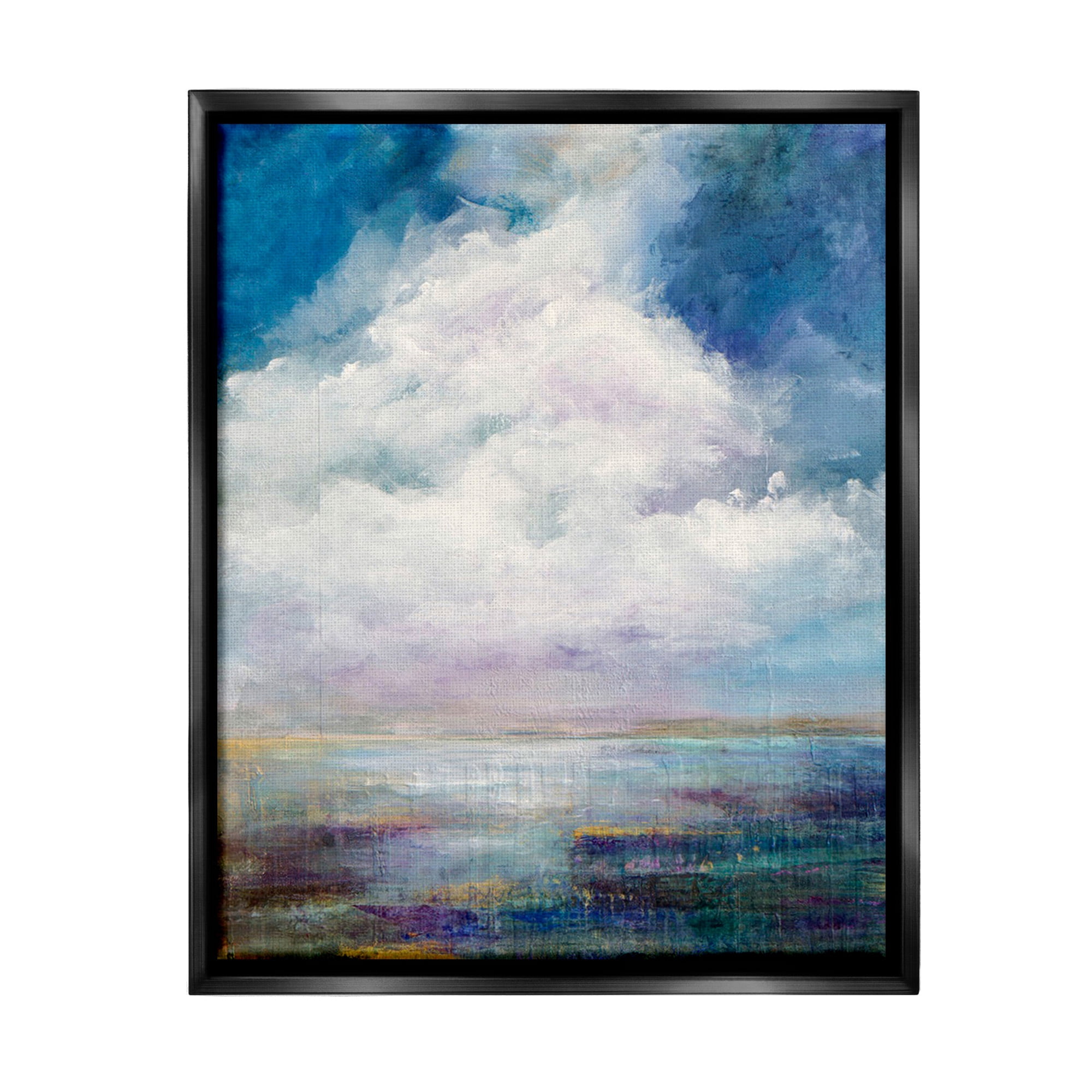 Stupell Industries Traditional Clouds Landscape Landscape Painting Black Floater Framed Canvas Art Print Wall Art, 25 x 31