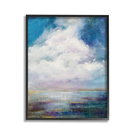 Stupell Industries Traditional Clouds Landscape Landscape Painting Black Framed Art Print Wall Art, 16 x 20