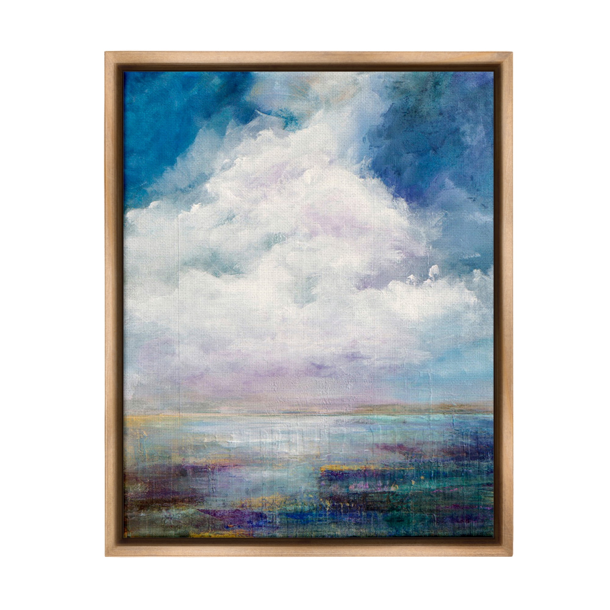Stupell Industries Traditional Clouds Landscape Landscape Painting Brown Floater Framed Canvas Art Print Wall Art, 25 x 31
