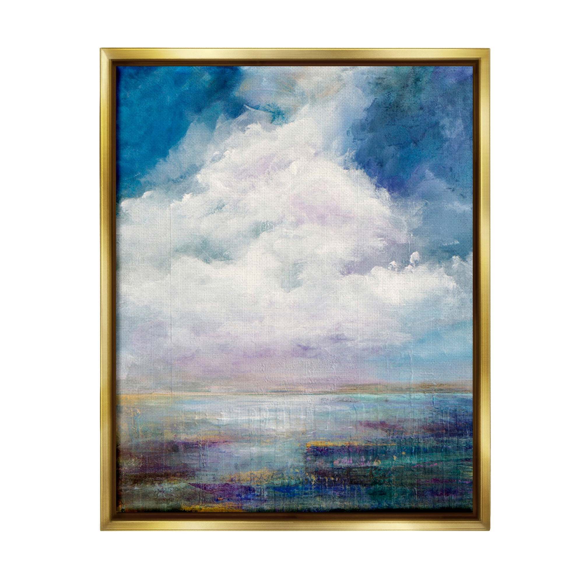 Stupell Industries Traditional Clouds Landscape Landscape Painting Gold Floater Framed Canvas Art Print Wall Art, 25 x 31