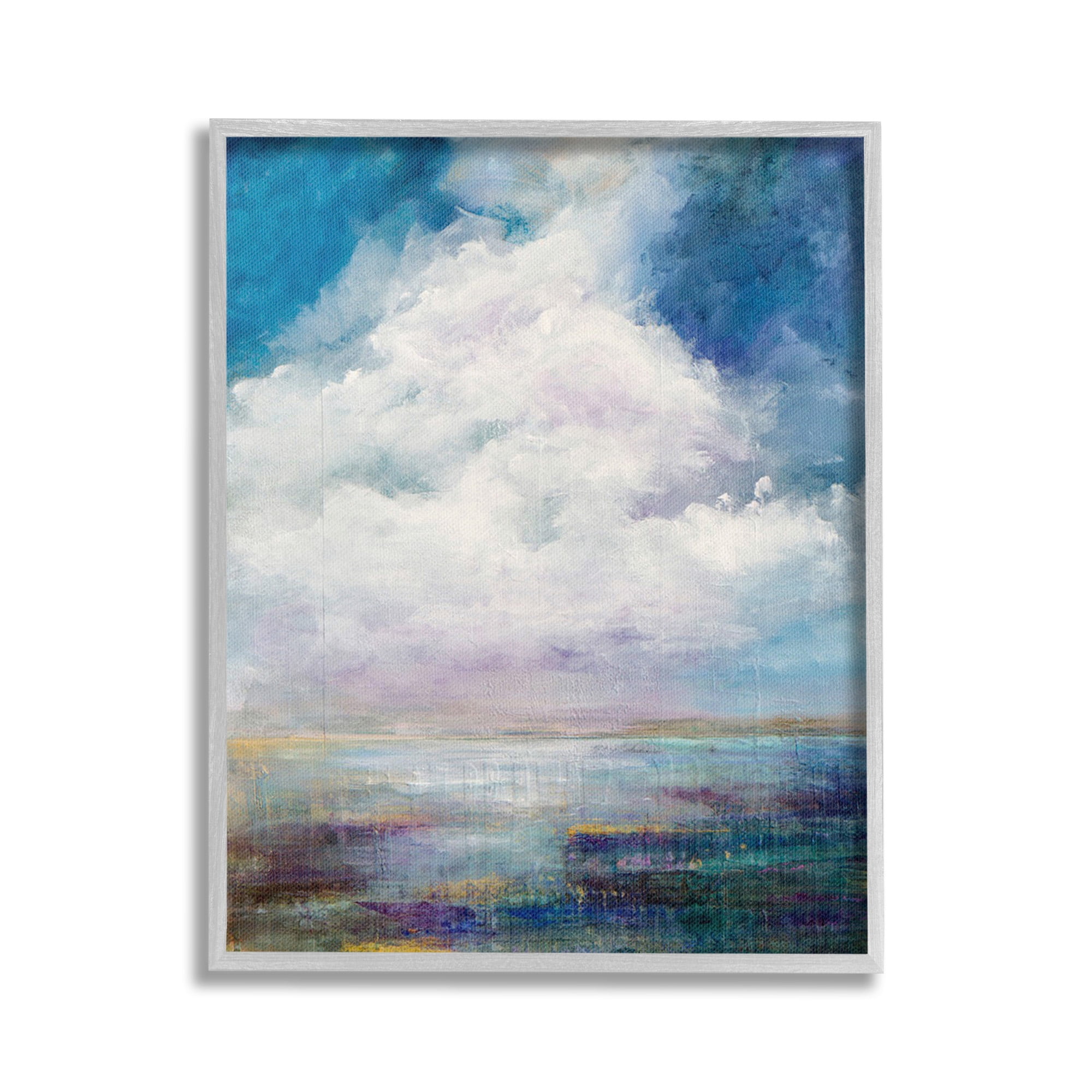 Stupell Industries Traditional Clouds Landscape Landscape Painting Gray Framed Art Print Wall Art, 24 x 30