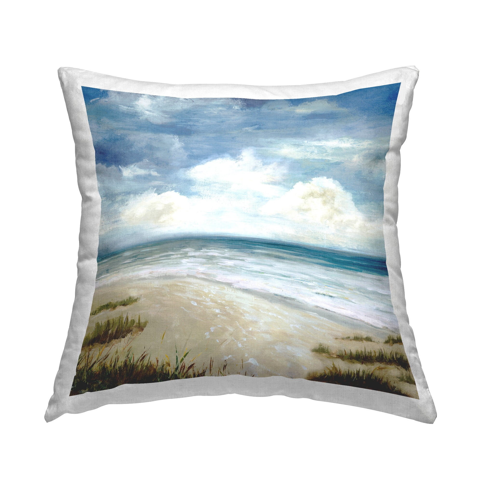 Stupell Industries Traditional Cloudy Beach Decorative Printed Throw Pillow, 18 x 18