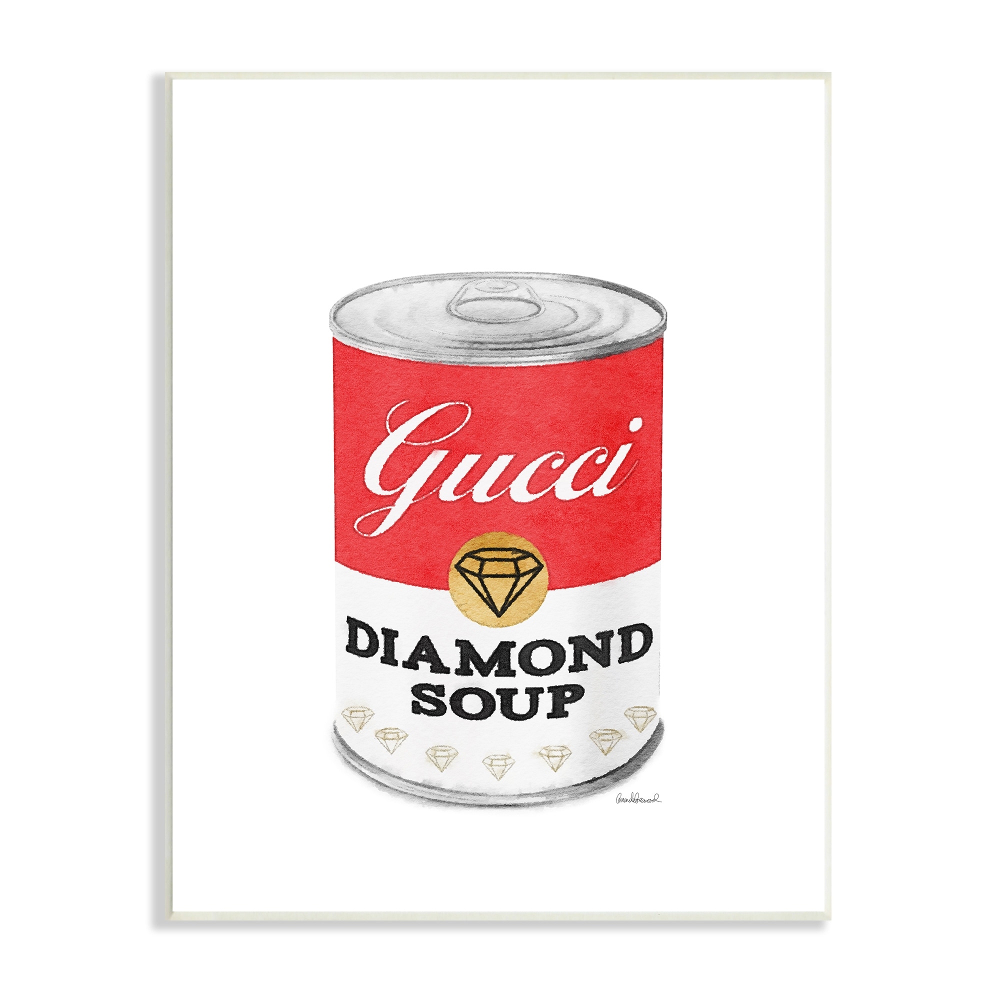 Stupell Industries Traditional Condensed Soup Can Diamond Glam Fashion Brand, 10 x 15, Design by Amanda Greenwood