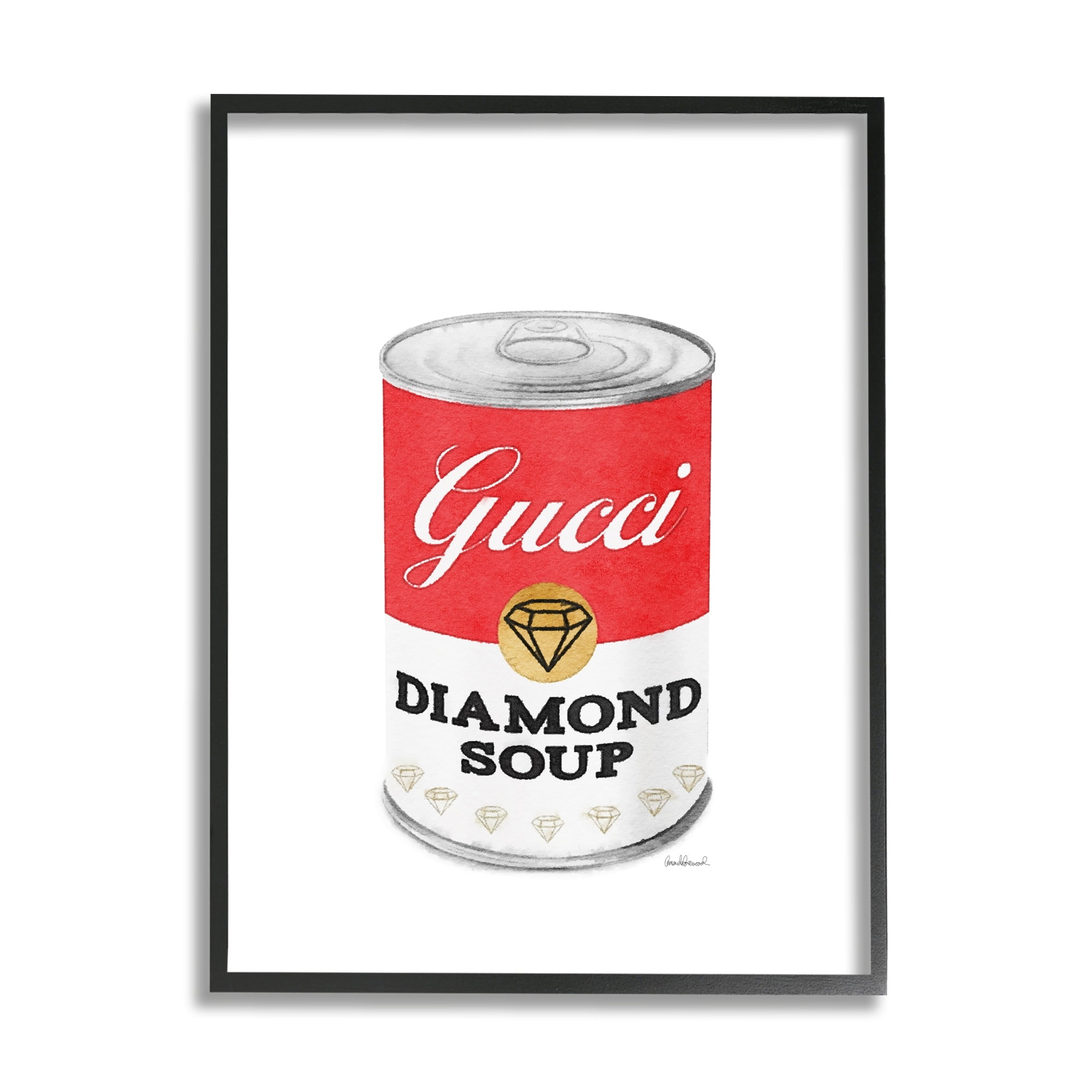 Stupell Industries Traditional Condensed Soup Can Diamond Glam Fashion Brand, 16 x 20, Design by Amanda Greenwood