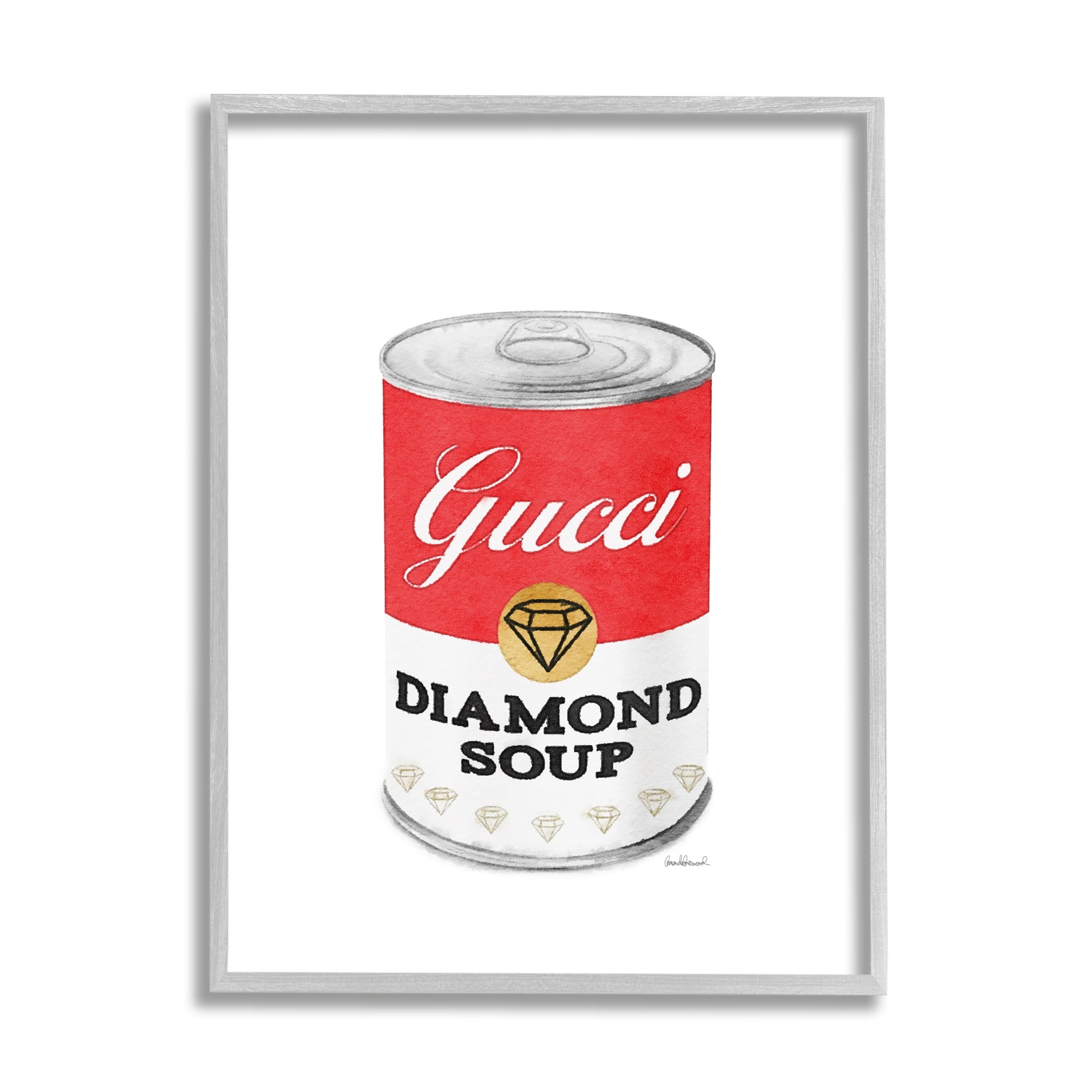 Stupell Industries Traditional Condensed Soup Can Diamond Glam Fashion Brand, 16 x 20, Design by Amanda Greenwood