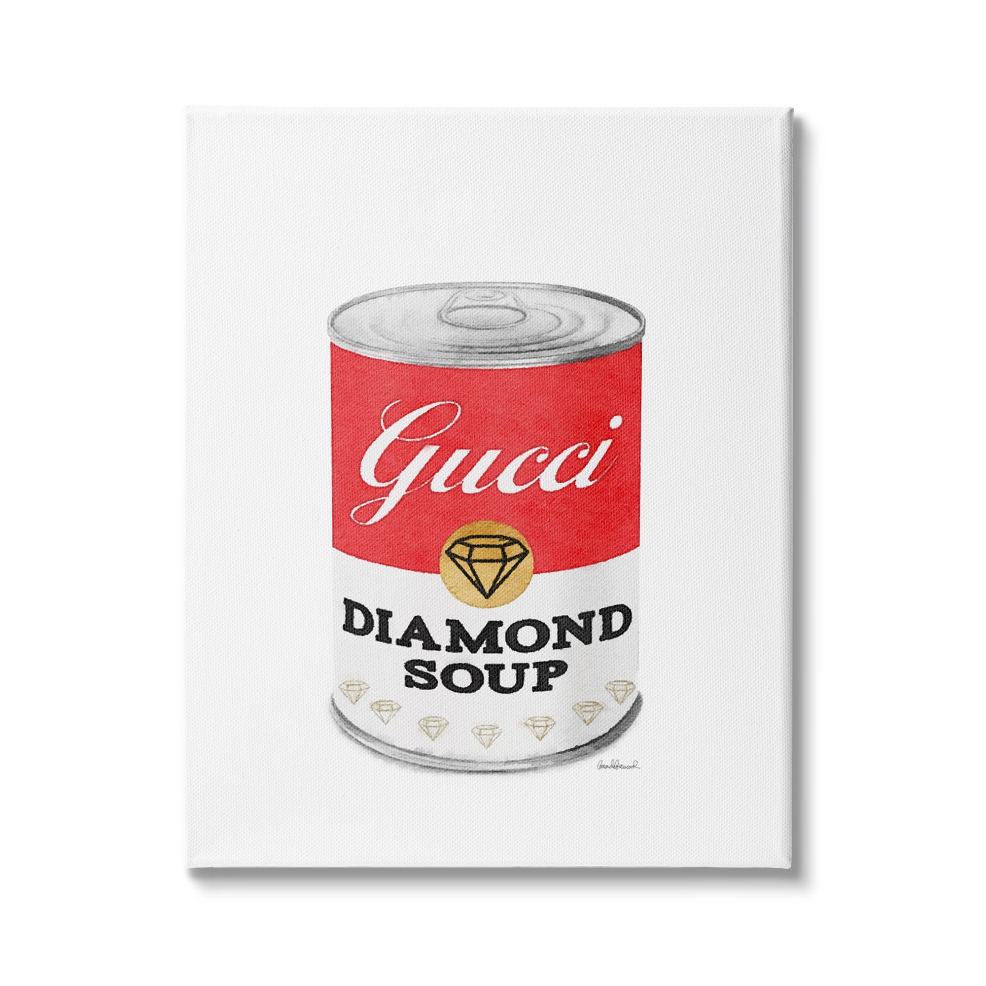 Stupell Industries Traditional Condensed Soup Can Diamond Glam Fashion Brand, 36 x 48, Design by Amanda Greenwood