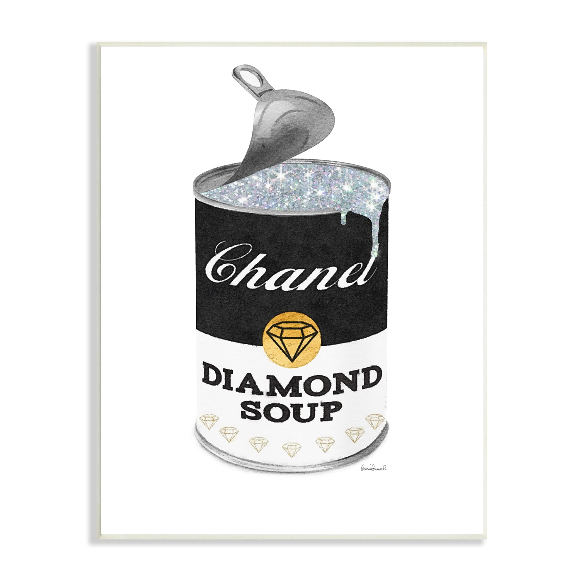 Stupell Industries Traditional Condensed Soup Can Glam Fashion Pop Black, 10 x 15, Design by Amanda Greenwood