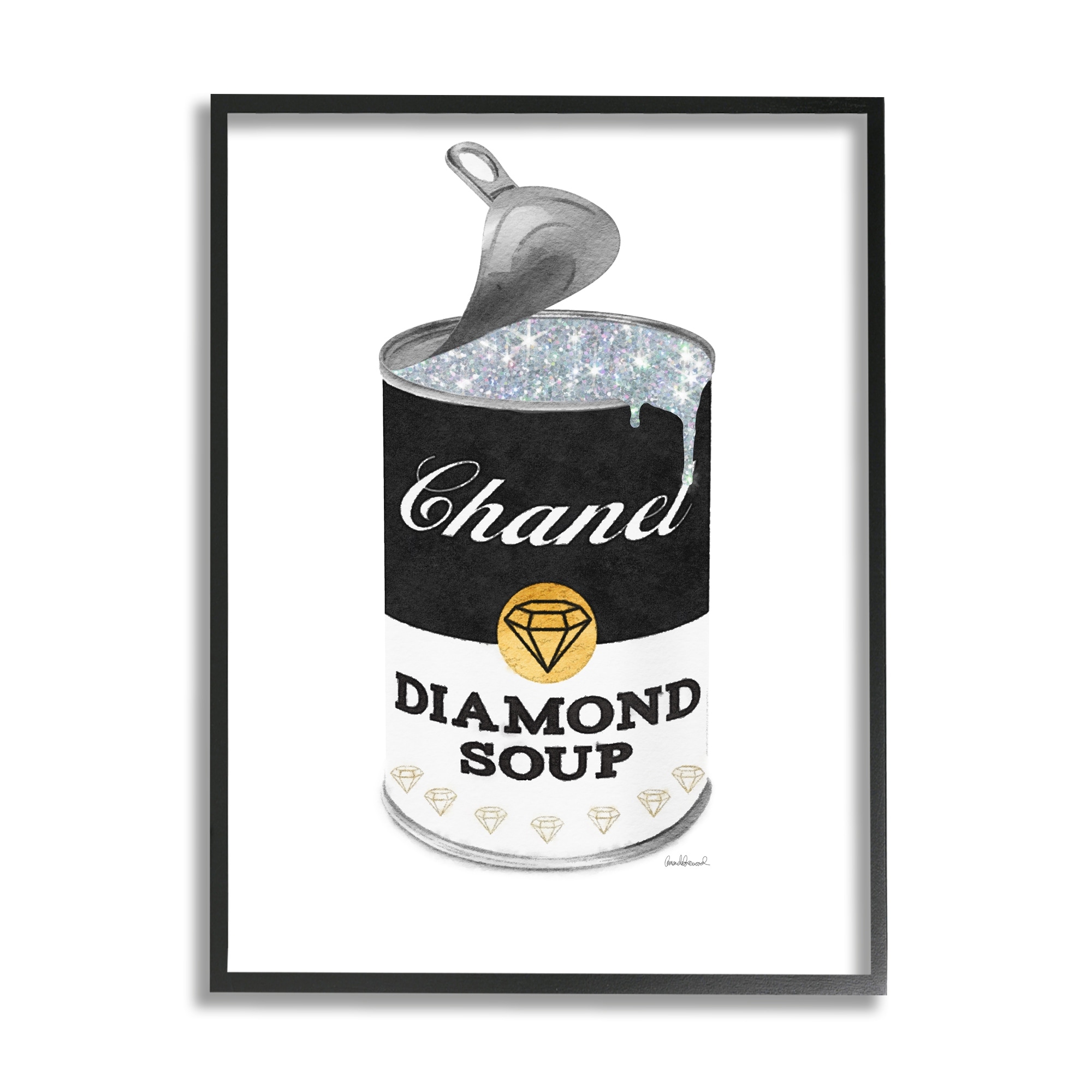 Stupell Industries Traditional Condensed Soup Can Glam Fashion Pop Black, 16 x 20, Design by Amanda Greenwood