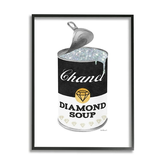 Stupell Industries Traditional Condensed Soup Can Glam Fashion Pop Black, 16 x 20, Design by Amanda Greenwood