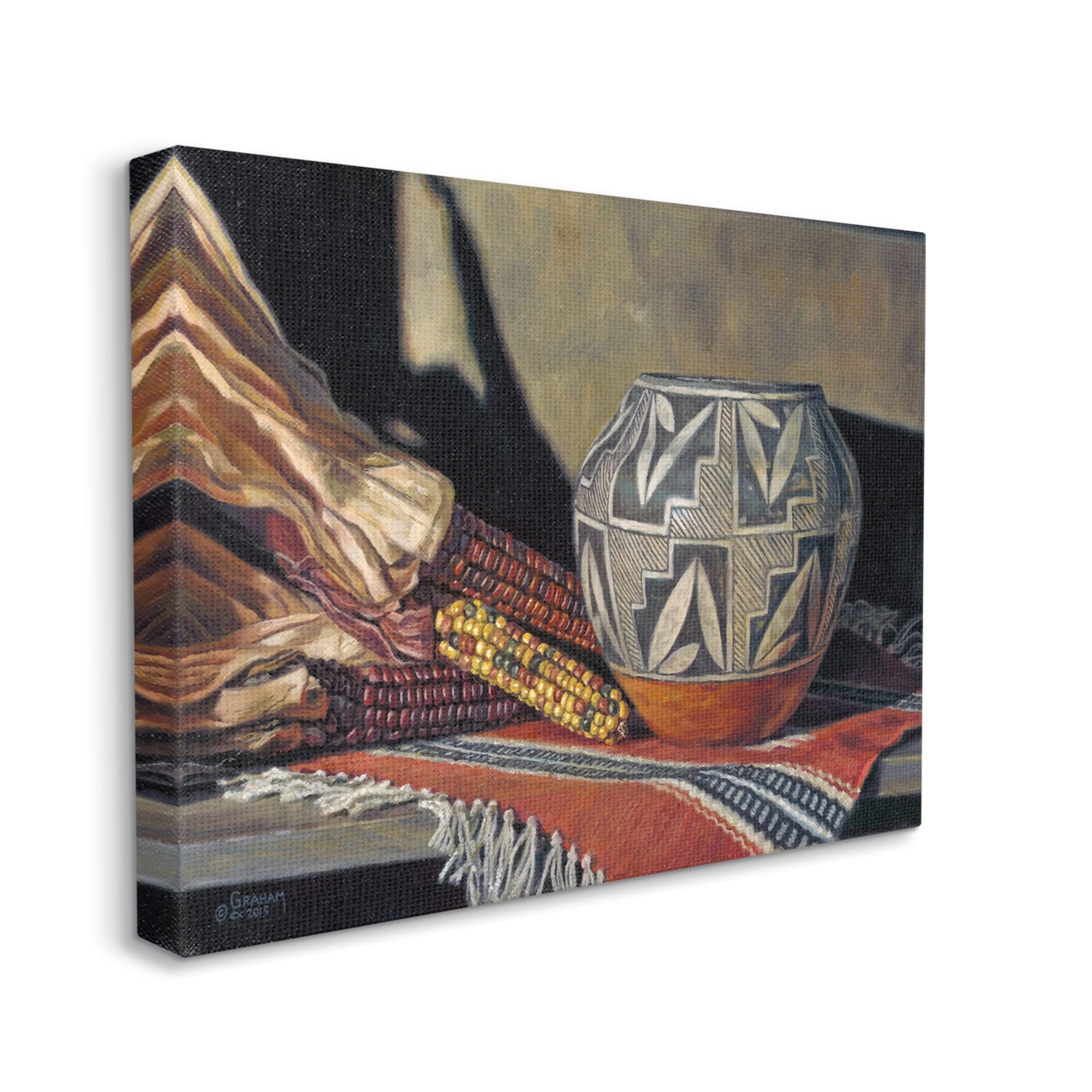 Traditional Corn Harvest Native Pottery Still-Life Canvas Art, 24" x 30"