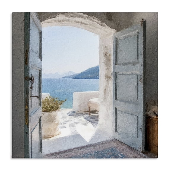 Stupell Industries Traditional Costal Door to Ocean Canvas Art, 17 x 17, by Riley B