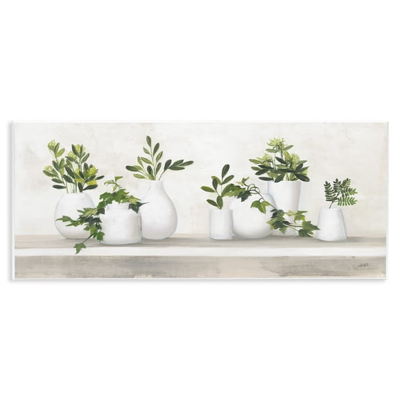 Stupell Industries Traditional Cottage Plants Potted White Vase Botanicals, 17 x 7,Design by Julia Purinton