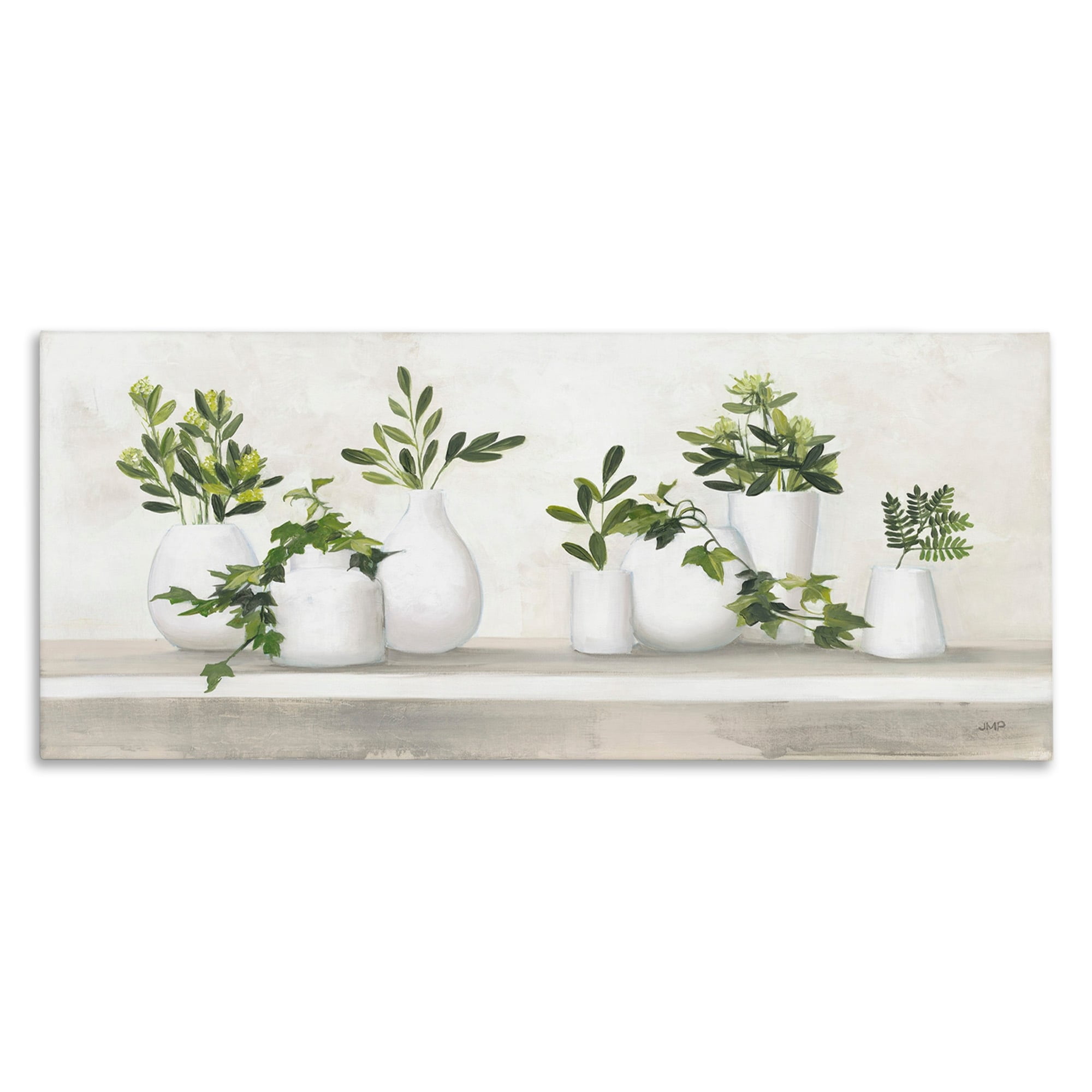 Stupell Industries Traditional Cottage Plants Potted White Vase Botanicals Paintings Gallery-Wrapped Canvas Print Wall Art, 40x17, by Julia Purinton