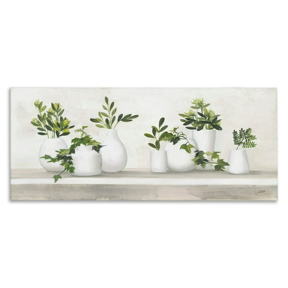 Stupell Industries Traditional Cottage Plants Potted White Vase Botanicals Paintings Gallery-Wrapped Canvas Print Wall Art, 48x20, by Julia Purinton