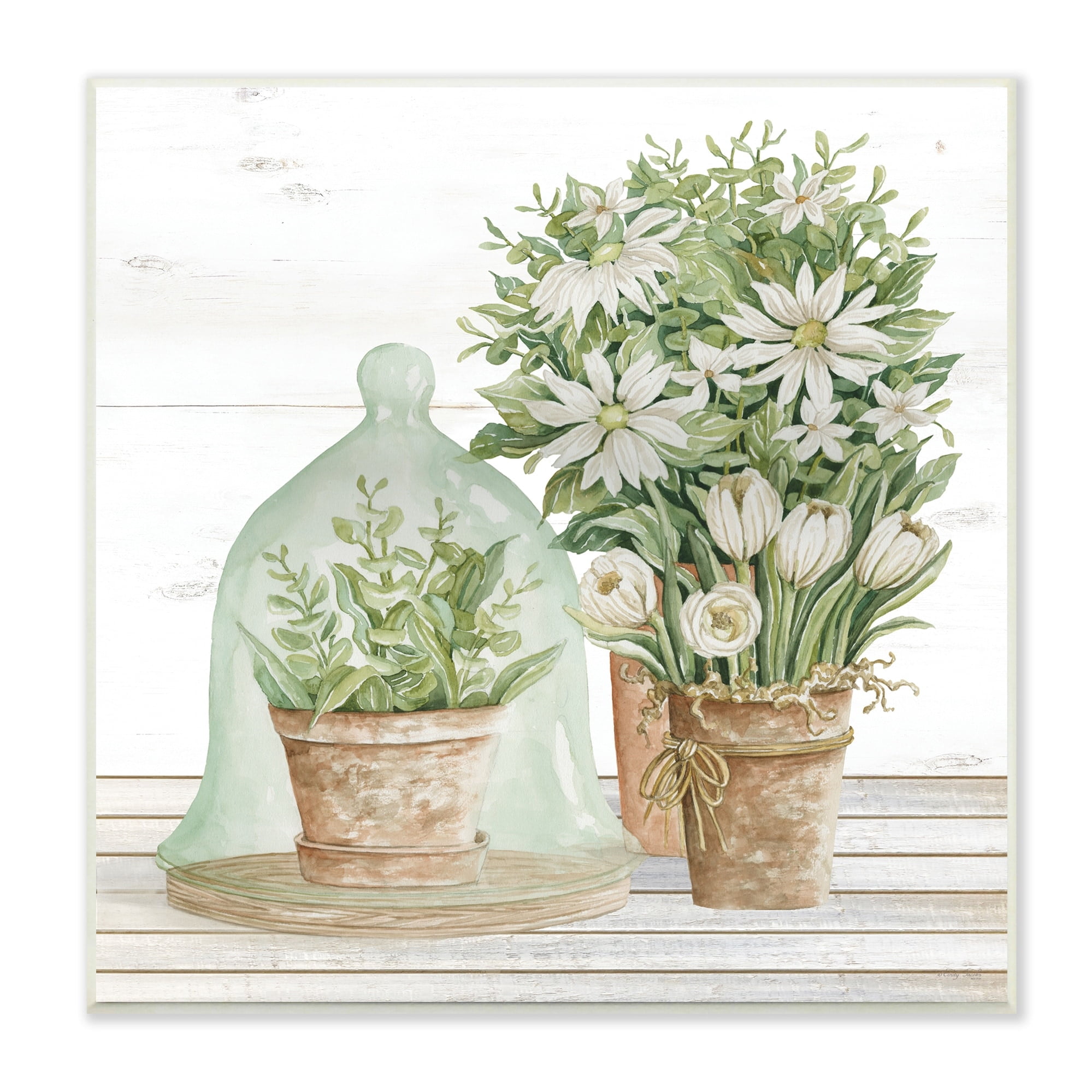 Stupell Industries Traditional Country Floral Tabletop Still Life Plant Cloche, 12 x 12, Design by Cindy Jacobs