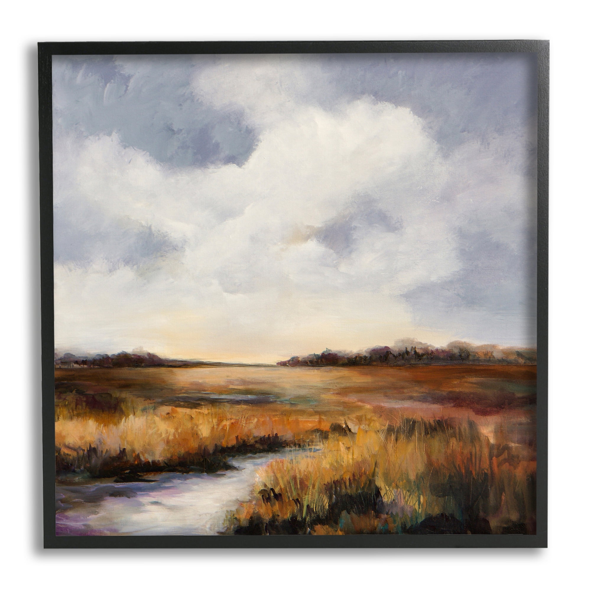 Stupell Industries Traditional Country Landscape Landscape Painting Black Framed Art Print Wall Art, 24 x 24