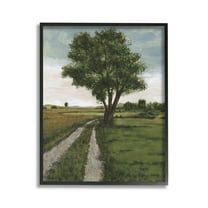 Stupell Industries Traditional Country Road Landscape Painting Black Framed Art Print Wall Art, 11 x 14