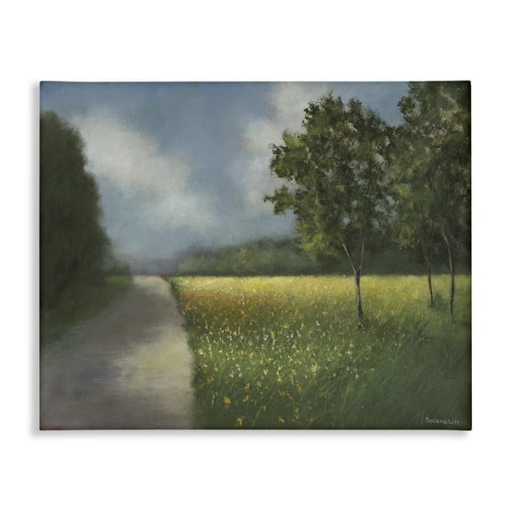 Stupell Industries Traditional Country Road Landscape Painting Gallery Wrapped Canvas Art Print Wall Art, 20 x 16