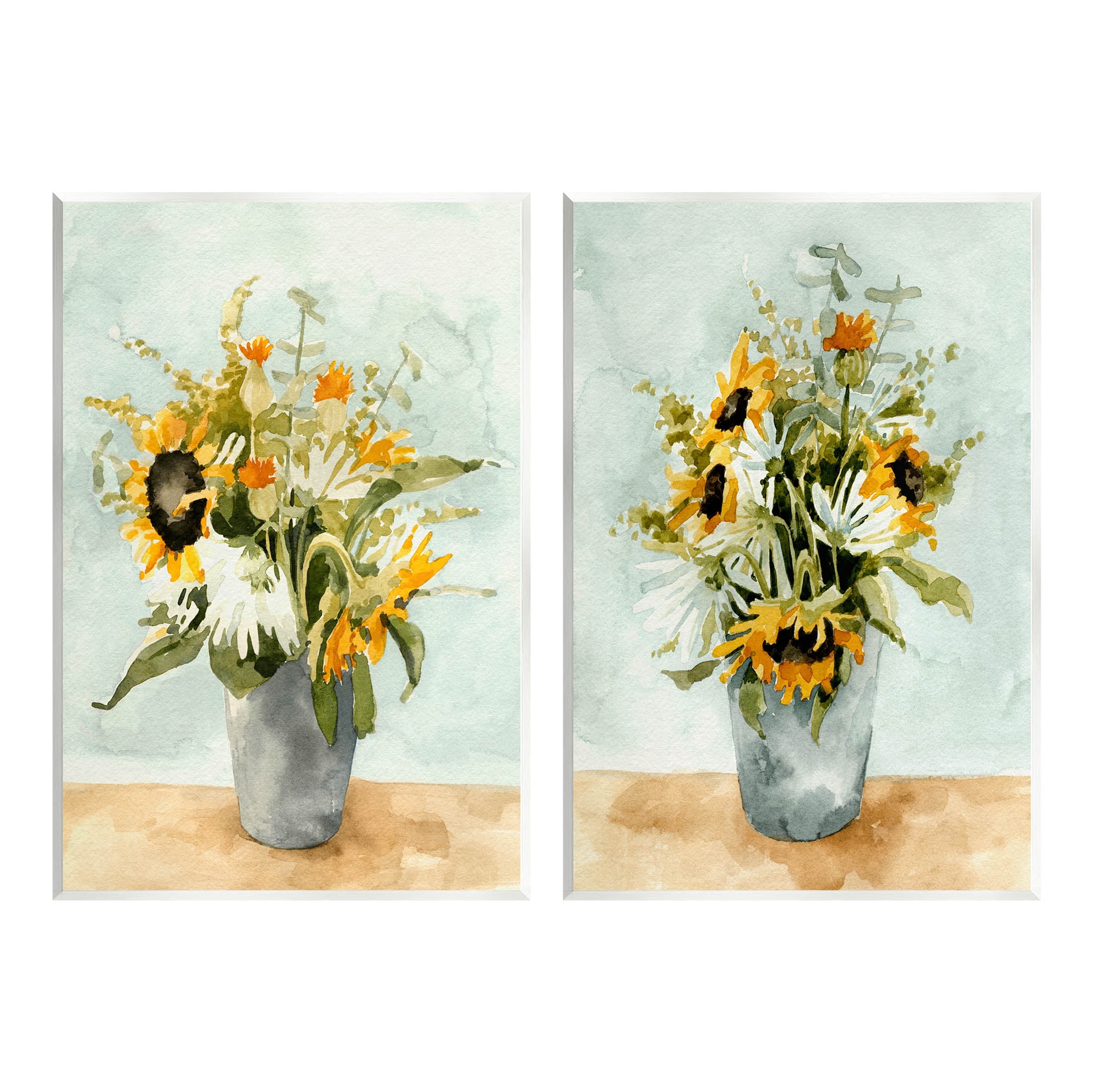 Stupell Industries Traditional Country Sunflower Bouquets Painting Unframed Art Print Wall Art, Set of 2, Design by Emma Caroline