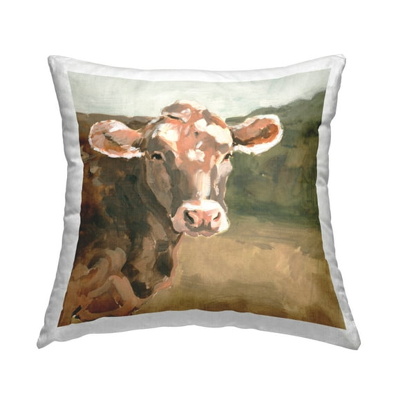 Stupell Industries Traditional Cow Portrait Decorative Printed Throw Pillow, 18 x 18