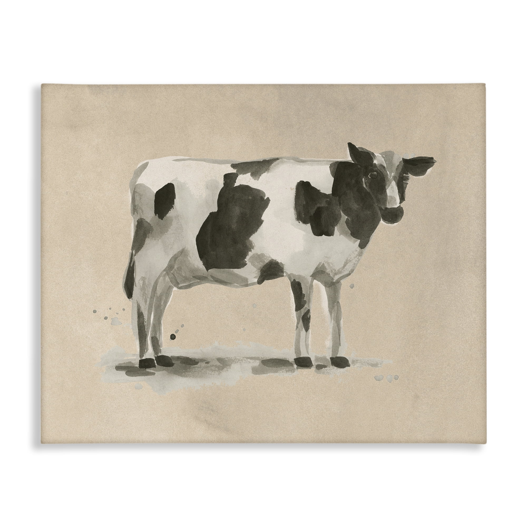 Stupell Industries Traditional Cow on Beige Animals & Insects Painting Gallery Wrapped Canvas Art Print Wall Art, 40 x 30